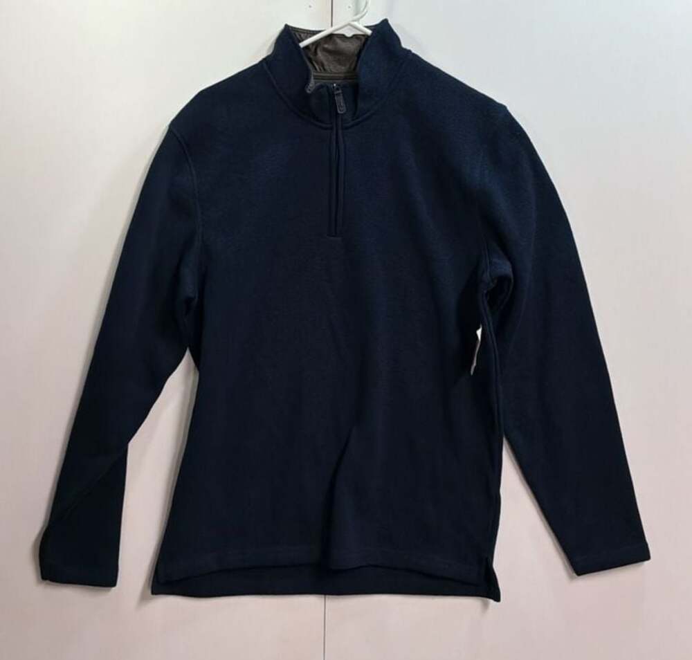 Wrangler Authentics Men's Navy Blue Quarter Zip Fleece Pullover Size M